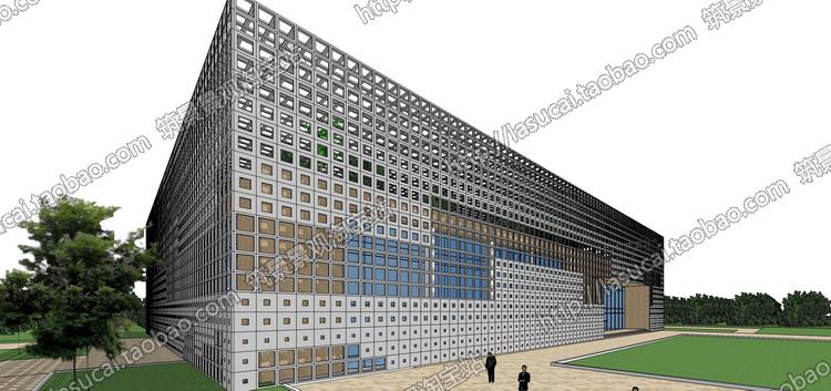 Sketchup组件SU草图大师文化馆公共建筑模型毕业设计建模参...-6