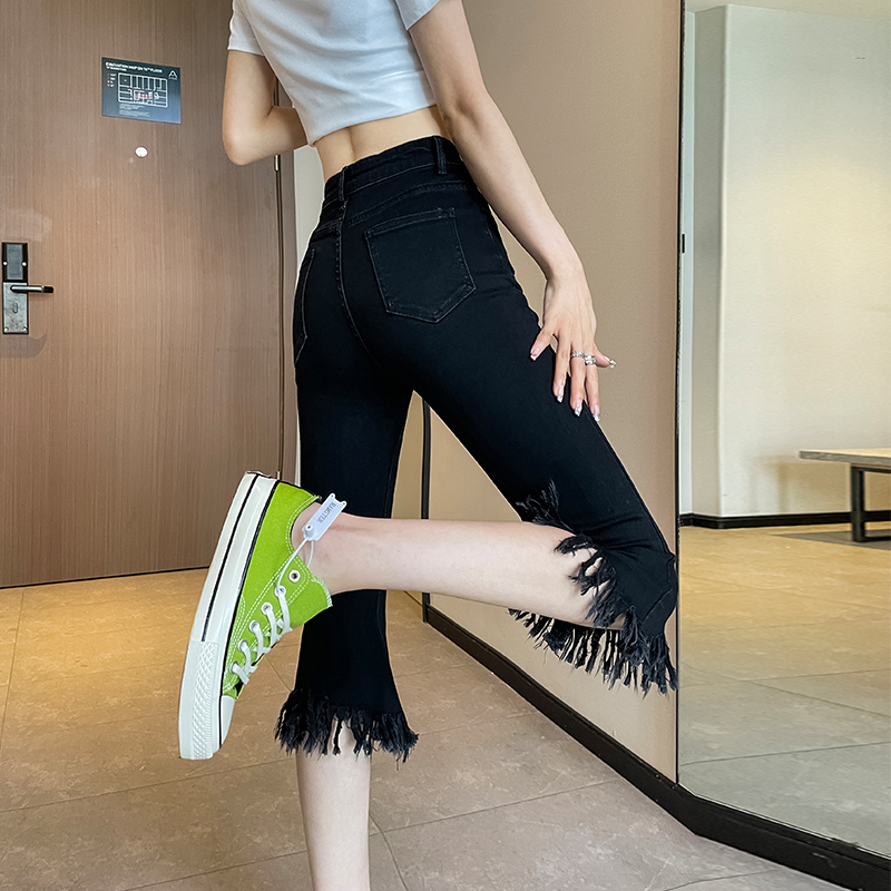 2026 New Women's Cropped Denim Pants, Summer Thin High-Waisted Slimming Stretchy Fitted 7/8 Flared Mid-Length Pants for Women 2026 New Women's Cropped Denim Pants, Summer Thin High-Waisted Slimming Stretchy Fitted 7/8 Flared Mid-Length Pants for Women
