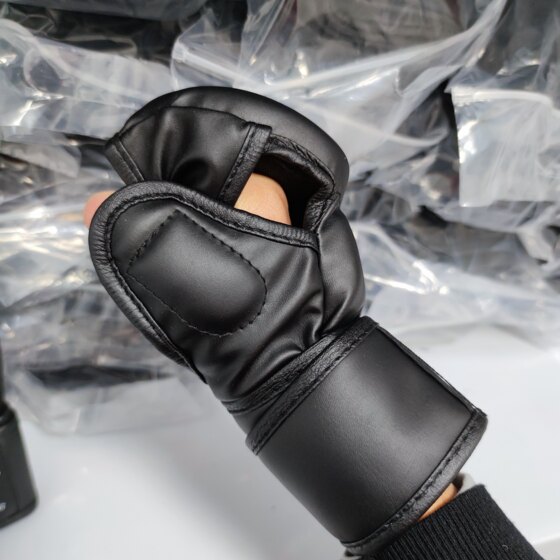 Boxing Gloves for Adult Men, Mma Half-Finger Training Professional Fighting Gloves, Sanda, Muay Thai, Ufc Special Gloves for Punching Bags