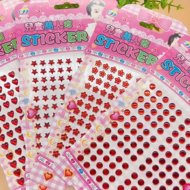 Children's beauty mole forehead paste showRed dot stick children's ear sticker crystal paste award brightly