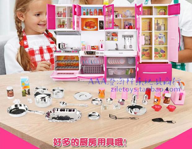 Nhà chơi cho trẻ em đặt ra đồ chơi nhà bếp bằng nước Mô phỏng dụng cụ nấu ăn mini Hellokitty Dụng cụ nhà bếp búp bê barbie