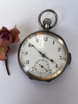 @305 Open face two questions silver case pocket watch collectible antique three months warranty