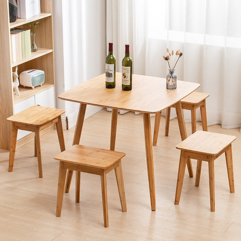 Table Nordic minimalist Nangbamboo rectangular dining table solid wood table and chairs combined small family 4 square table home small table