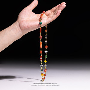 Jiazi Series Openwork Ancient Beads, Small Vintage Year · Collectible Grade Natural Silk-Wrapped Agate Multi-Gemstone Secondary Design Necklace