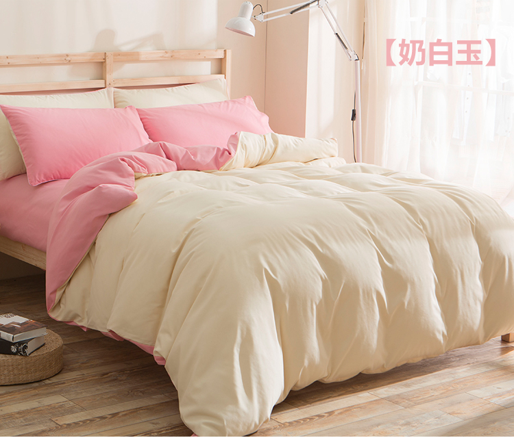 Bộ đồ giường đơn giản màu đơn giản bốn mảnh 1.8m2.0 phòng ngủ tập thể chăn trải giường tập ba 1,5m chăn ga khách sạn