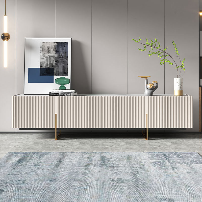 Modern light luxury TV cabinet coffee table combination living room simple Nordic slate floor cabinet solid wood small apartment designer