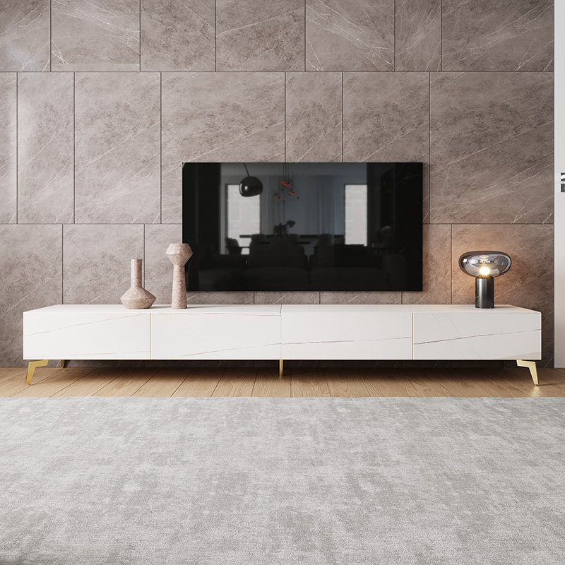 Rock slab TV cabinet light luxury living room floor cabinet modern minimalist Nordic small apartment coffee table TV cabinet combination set
