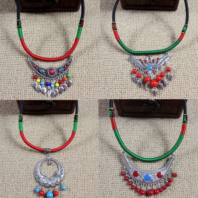 Factory Direct Selling Ethnic Style Ornaments Women's Short Clavicle Necklace Necklace Hidden Silver Vintage Necklace Sweater