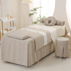 New Four-Piece Beauty Bed Cover Set, High-Grade Cotton and Linen, Suitable for All Seasons, Massage Therapy, Shampoo Bed Sheet, Exclusive for Beauty Salons
