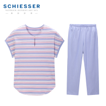 Shujas home conserved female spring summer style E1-17256H German all-cotton short sleeve 7-pants suit ladies pyjamas