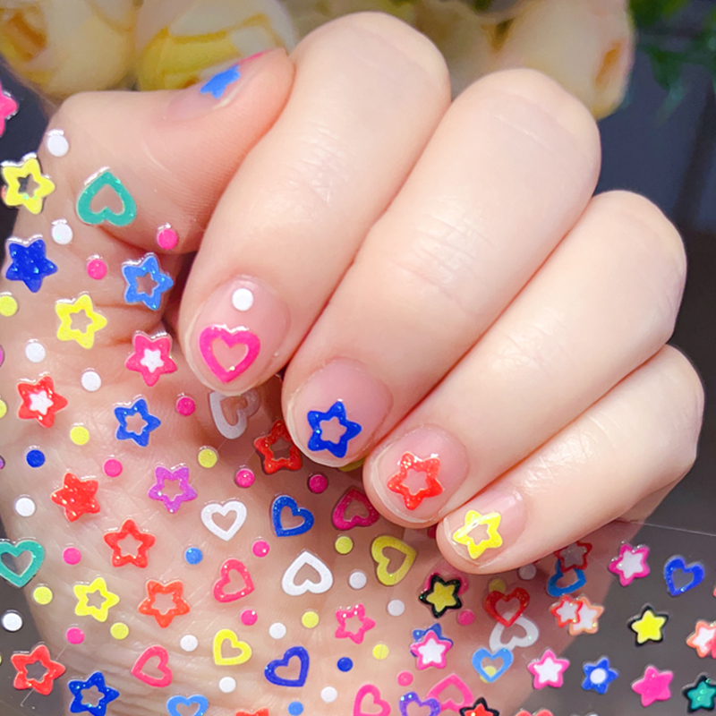Children's Cartoon Nail Stickers for Girls, Star, Moon, Heart Nail Art Stickers, Baby Anti-Nail Biting and Finger Sucking Prevention Tool