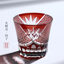 Hand Cut fire elves Day Nitro Color Flower Wine Glasses Carve Cups Whisky Cups Glass Water Cup Locke Cups