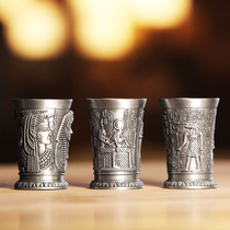Ancient Egyptian bronze bullet Cup one cup small glass White glass Shot cup glass creative Cup swallow Cup