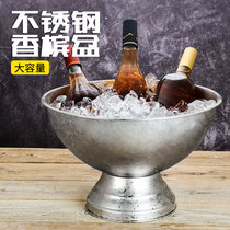 Stainless steel champagne basin Large punch bucket Red wine wine big ice bucket 40cm bar ktv ice bucket