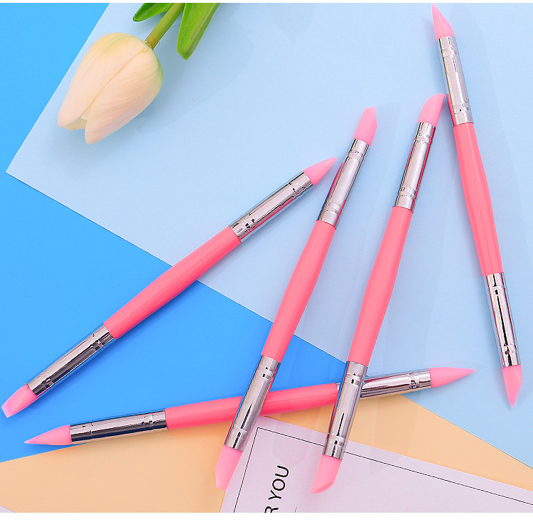 Dụng cụ làm móng đôi đầu silicon bút khắc nổi bút rỗng siêu mềm silicone sao gương đặc biệt 5 que - Công cụ Nail dũa móng tay cho bé