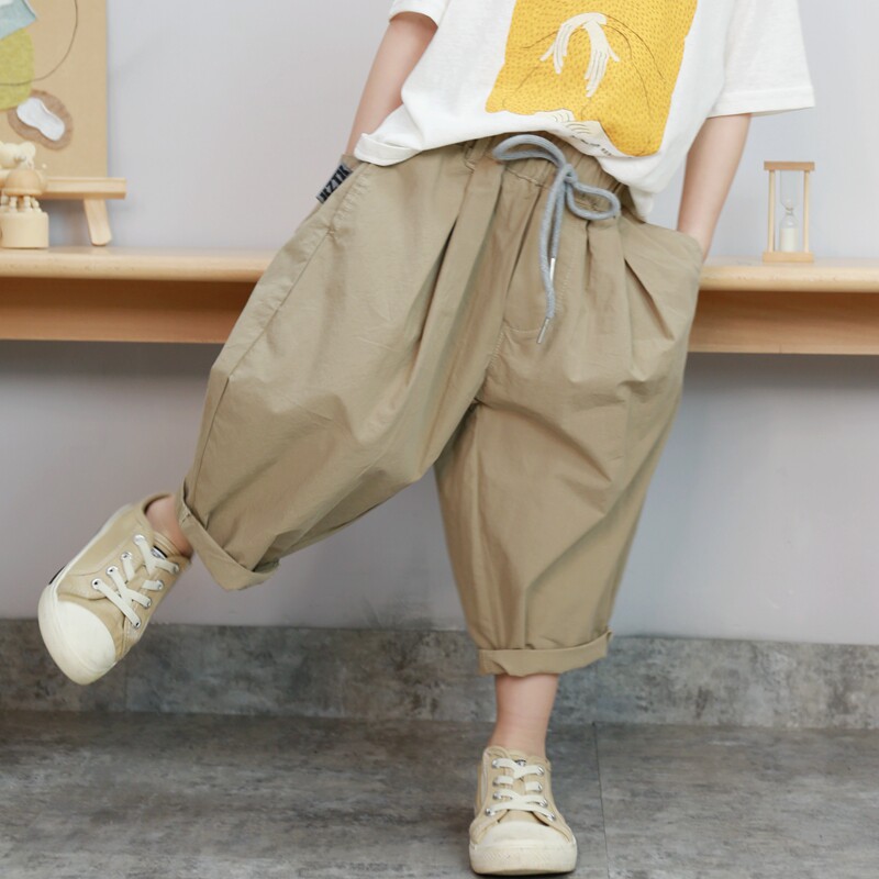 Boys pants 2021 summer new thin children's clothing Korean version of children's loose sports leisure pants overalls foreign gas