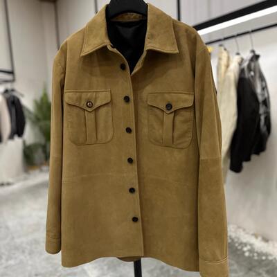 Retro casual leather suede sheepskin shirt coat, leather jacket, men's jacket 5329