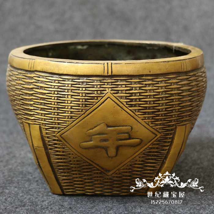 Boutique pure copper more than every year copper basket old objects grain basket antique antique collection brass piggy bank decoration