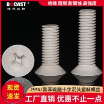 High temperature resistant PPS flat head plastic screw M3-M10