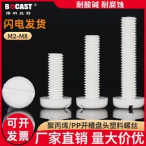 PP PP M3-M8 insulation acid and alkali resistant slotted pan head plastic screw