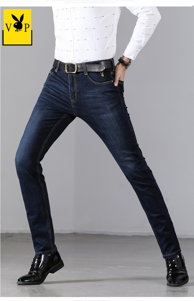 Playboy jeans nam mùa thu và mùa đông dày thả lỏng căng thẳng tự canh tác thanh niên kinh doanh quần tây quần jean nam đẹp