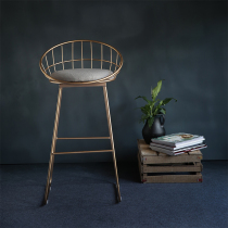 European new bar chair North Wrought iron gold high stool Modern simple dining chair Home bar chair backrest high chair