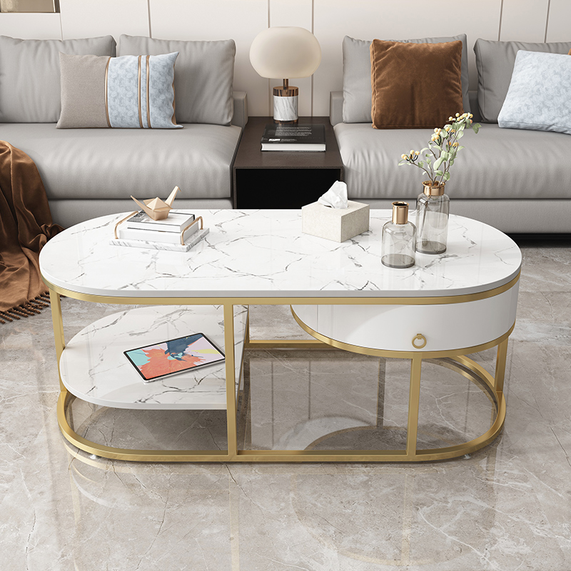 Office marble countertop coffee table reception area light luxury atmosphere Nordic hall simple modern commercial living room