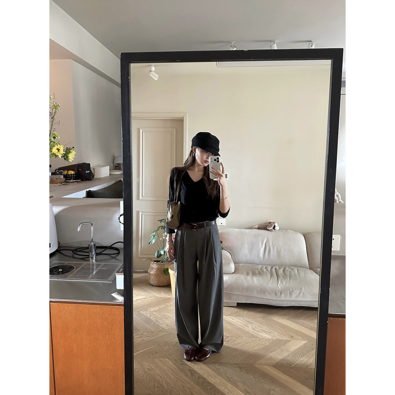 Iiiipupu26Fw Relaxed and Natural, High-End Drape, Fine-Spun Wool, Multi-Pleated Loose Wide-Leg Casual Trousers