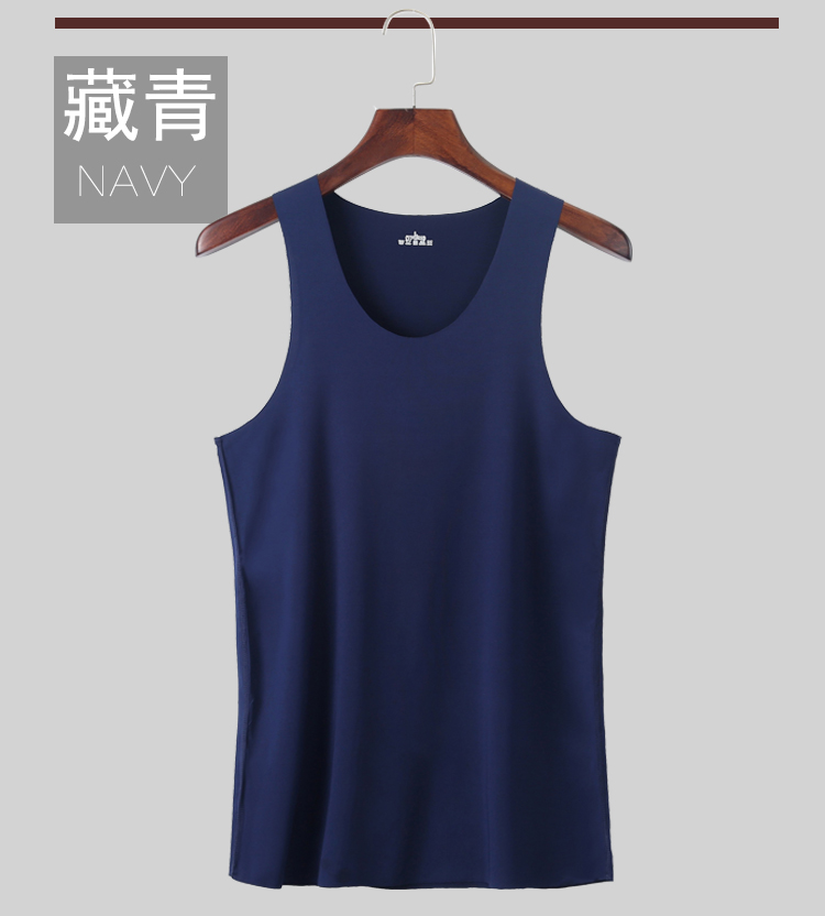 Mùa hè của Nam Giới phương thức băng lụa vest liền mạch vòng cổ thanh niên chặt chẽ trở ngại Slim không tay mỏng đáy áo ba lỗ nữ giá tốt