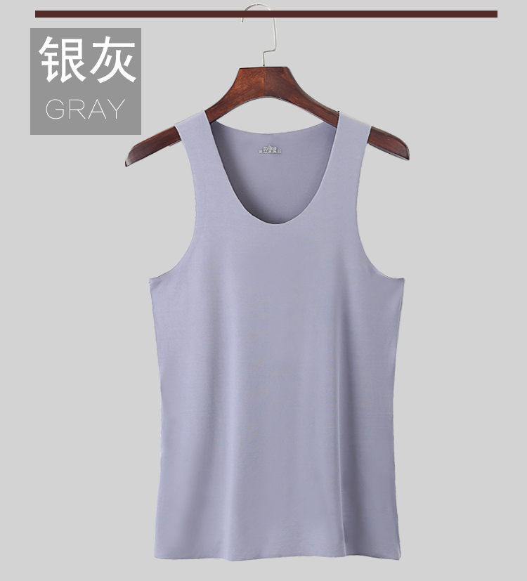 Mùa hè của Nam Giới phương thức băng lụa vest liền mạch vòng cổ thanh niên chặt chẽ trở ngại Slim không tay mỏng đáy áo ba lỗ nữ giá tốt