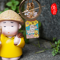 Buddhas Words Buddha Faxi Temple Net Red Royal Guard Brand Lucky Cat Metal Key Chain Sang Shen cute bag pendant
