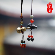Hangzhou Faxi Temple obsidian gourd brass gourd car mobile phone pendant pendant bag