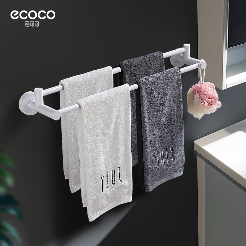 Double pole towel rack free perforation toilet bathroom suction cup hanging rack bath towel pole Nordic simple creative shelf