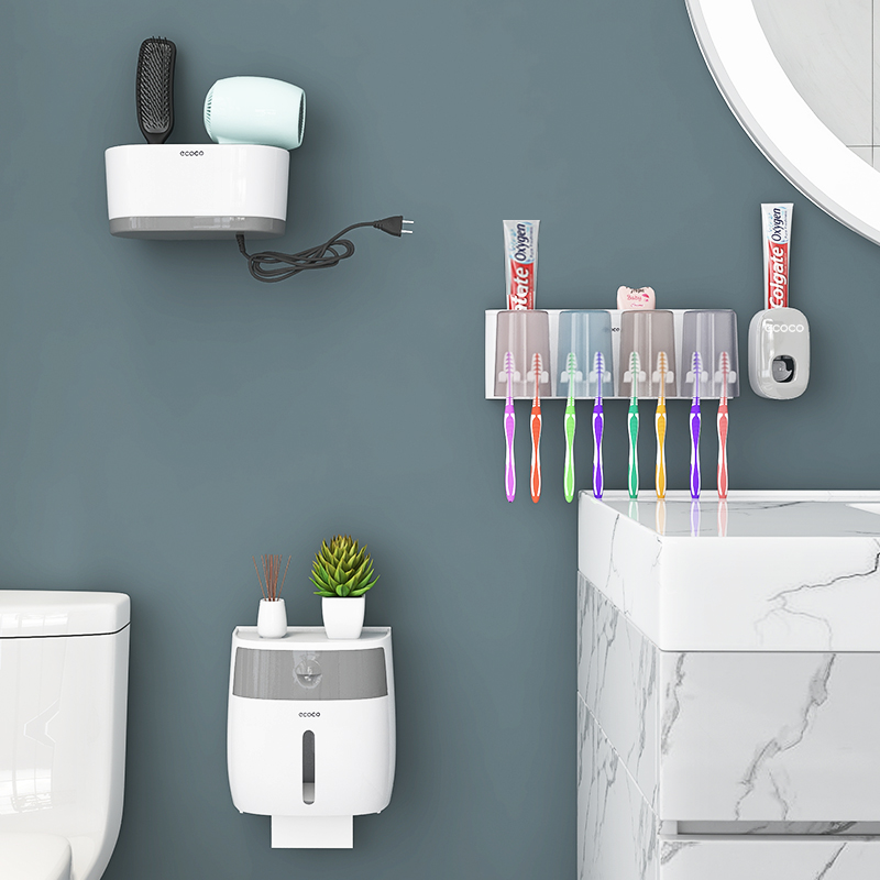 Makeup Room Suit Free of perforated wall-mounted fully automatic milking toothpaste Squeezer Squeezer home toothbrush shelving