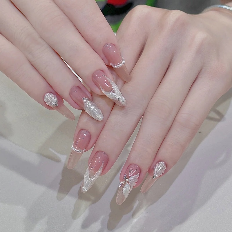 Wearable Nails Sparkling Fairy Style Japanese Versatile 2025 New High-End Mermaid Legend Nail Art Finished Nail Stickers