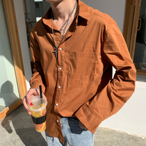 cuibuju 20ss base Korean cotton black and white solid color loose shirt mens casual long sleeve shirt