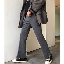 cuibuju 20aw hems split flared mop pants Korean version of autumn loose wide leg casual pants mens trend
