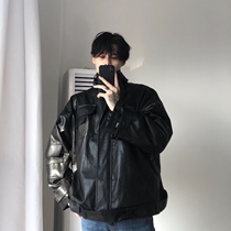 cuibuju 20aw detachable jacket Korean version of autumn and winter loose motorcycle leather jacket thick jacket mens tide