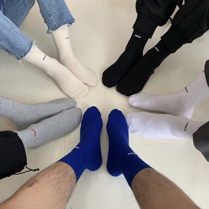 cuibuju 20ss men's and women's mid-tube socks simple black and white solid color breathable sports all-match long socks trendy - Taobao