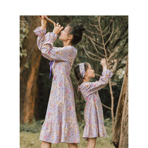 Mainman children dress mother woman dress sweet and lace dress 2022 spring autumn new parent-child girl skirt long sleeve pure cotton