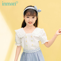 Inman Boy Clothing Summer Girl Shirt 2022 New Little Girl Shirt Retro Square Collar Great Boy Jacket Foreign Air