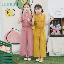 Inman Boy Clothing Girl Conjoined Pants 2022 Summer New CUHK Children Little Girl Sleeveless Loose Even Pants