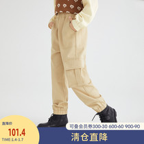 Yinman childrens foreign style overalls 2021 Autumn New loose casual pants fashion handsome corset pants