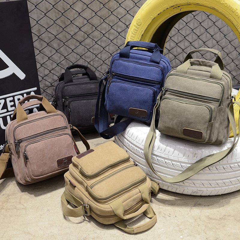 New Canvas Handbag Shoulder Bag Men Canvas Messenger Bag Briefcase Multifunctional Business Casual Canvas Bag Men