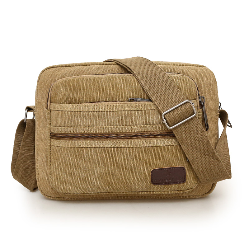 Leisure Single Shoulder Bag Men's Bag New Canvas Small Satchel Satchel Bag business Trans-pack Multi-layer Business Wallet Men