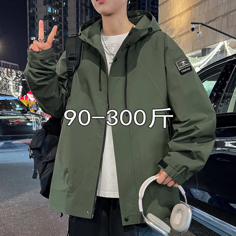Men's Spring Hooded Jacket 2026 New Style for Teenagers, Plus Size, Loose Fit, Extra Large, Windbreaker Jacket
