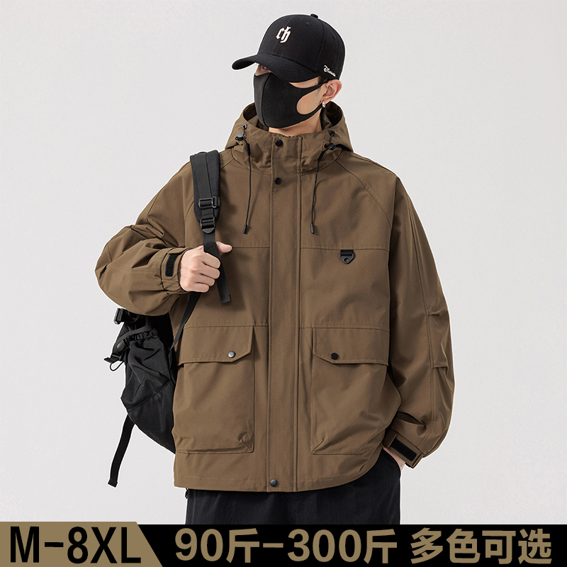 Plus Size Men's Spring New Workwear Jacket, Men's Loose Fit, Extra Large Outdoor Softshell Jacket, Casual Jacket for Men
