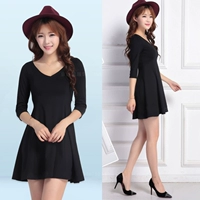 Dài tay Slim V-cổ cao Eo thon Váy A-line Pseudo-naught CD Dress Up Duyên dáng gợi cảm Ruffle Dress mẫu đầm xòe hoa đẹp nhất