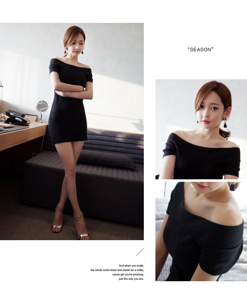 Ngắn- tay mỏng nghi thức ăn tối ăn mặc Hàn Quốc sexy váy giả- bản chất đầm chặt chẽ chặt chẽ túi hip váy một từ váy váy liền chữ a