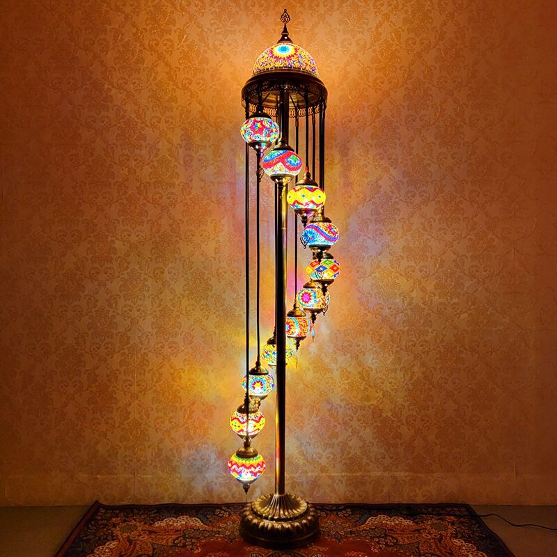 Mediterranean Retro Turkish Romantic Exotic Handmade Living Room Bedroom Ethnic Style European Multi-Head Floor Lamp